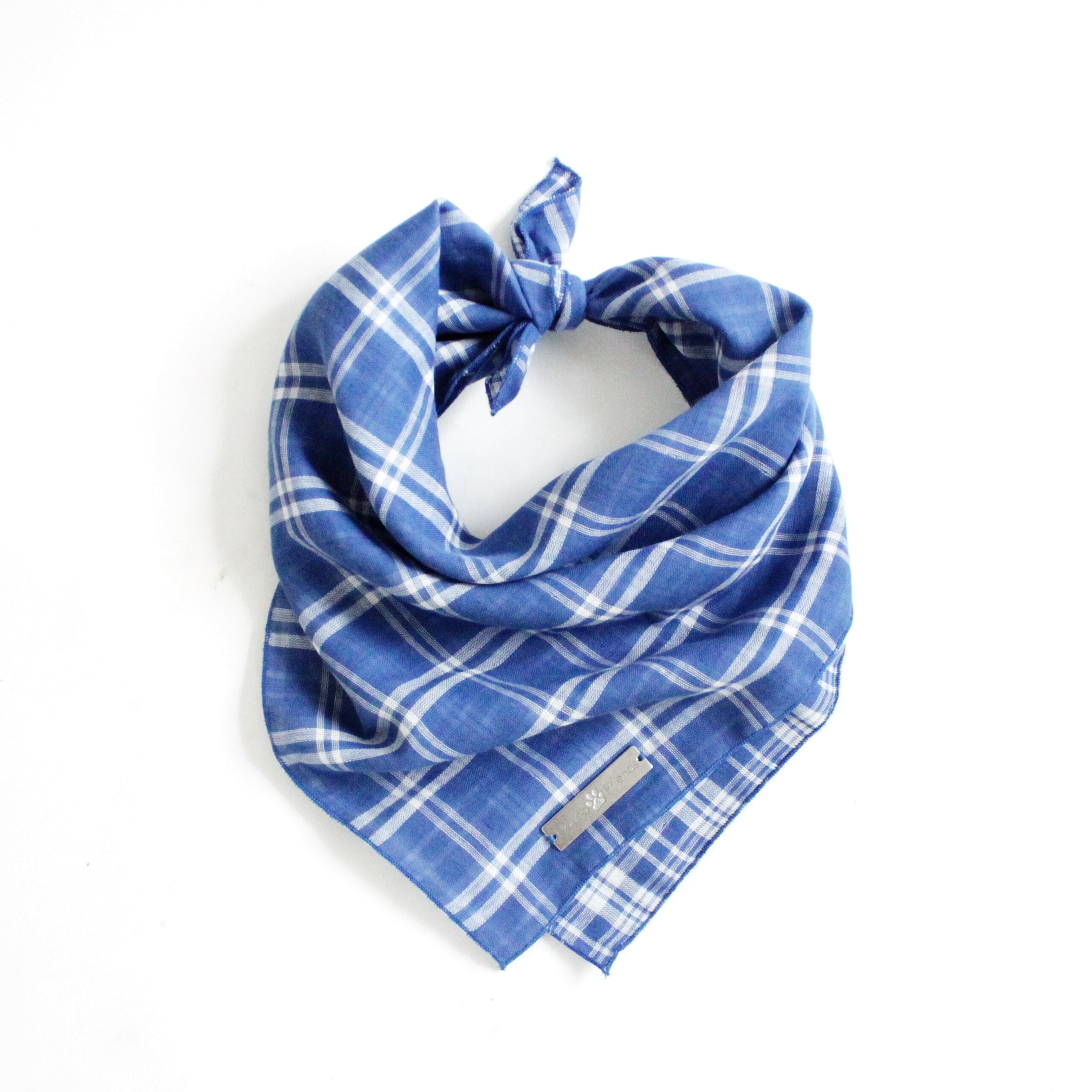 Marvin Reversible White and Blue Plaids Bandana for Matching Dog Bandanas and Accessories | Hound and Friends