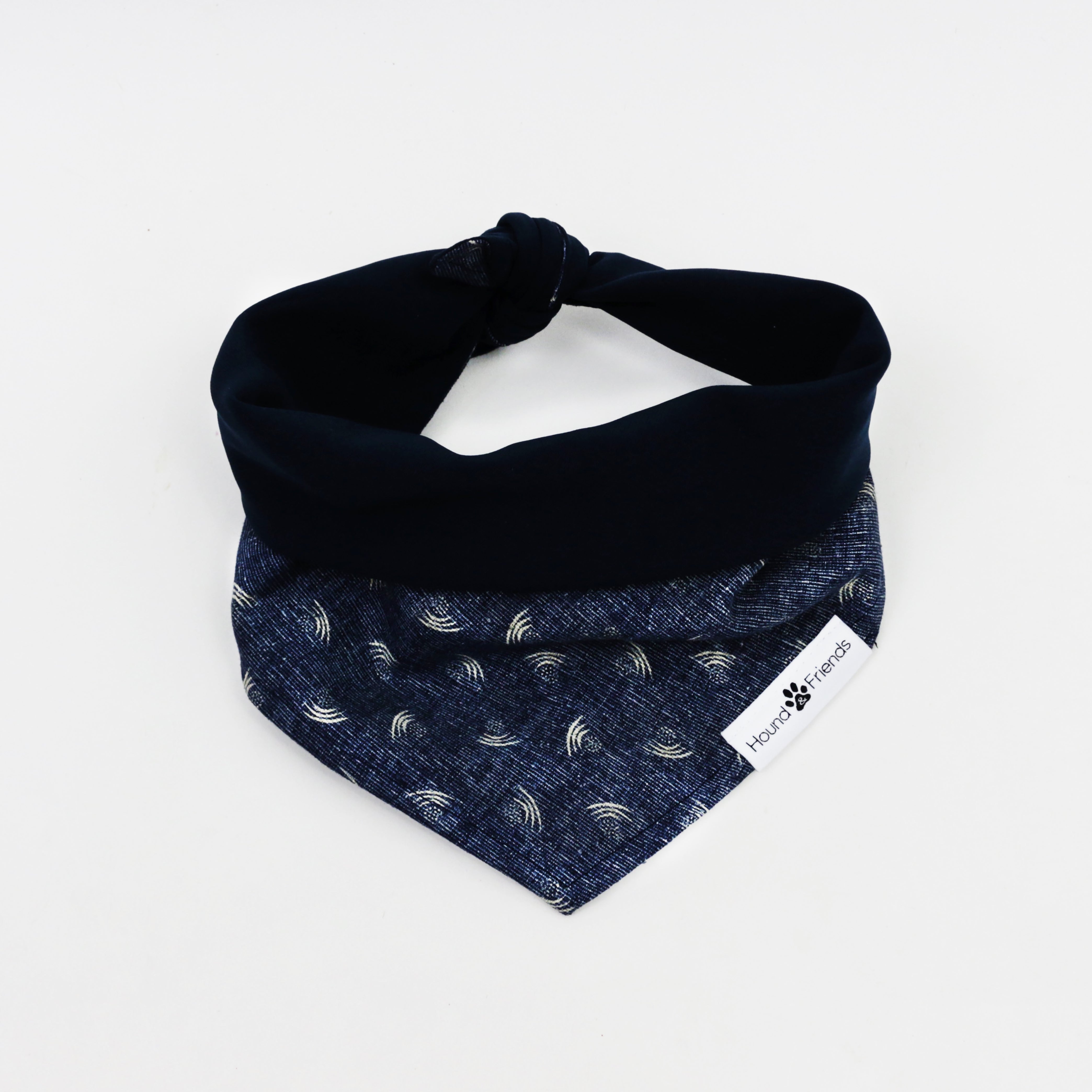 Mochi Chambray Denim Reversible Dog Bandana matching with owner | Hound and Friends