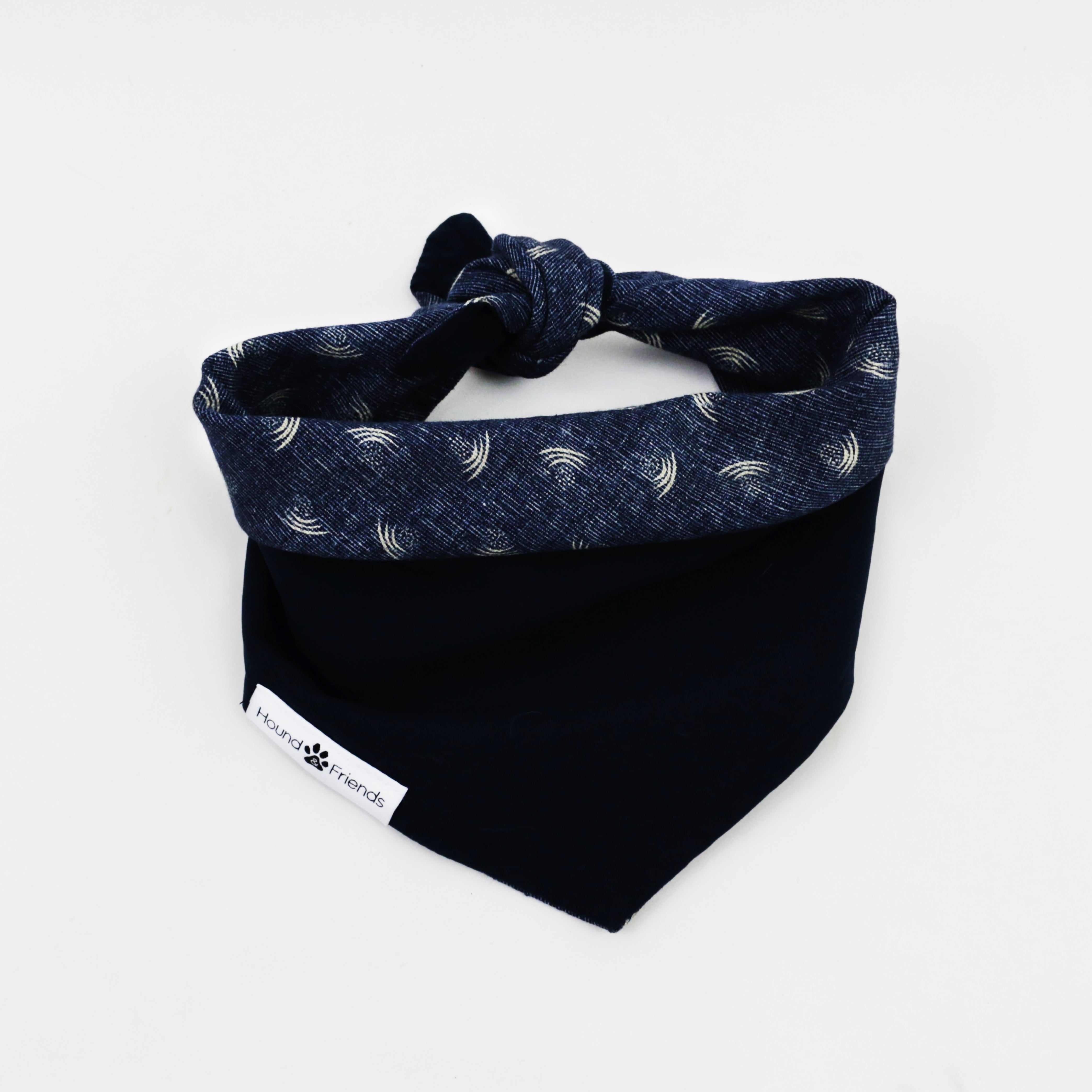 Mochi Chambray Denim Reversible Dog Bandana matching with owner | Hound and Friends