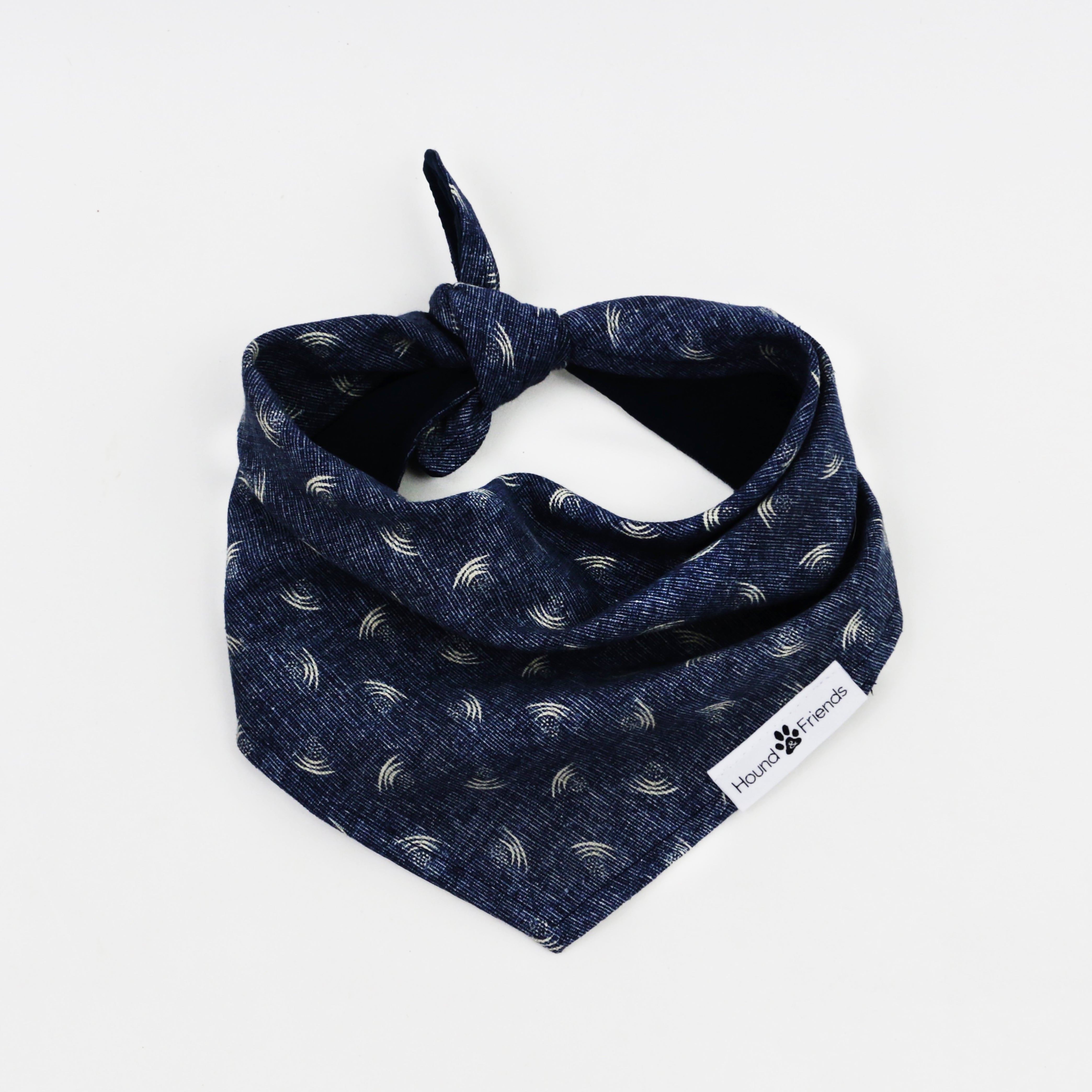 Mochi Chambray Denim Reversible Dog Bandana matching with owner | Hound and Friends