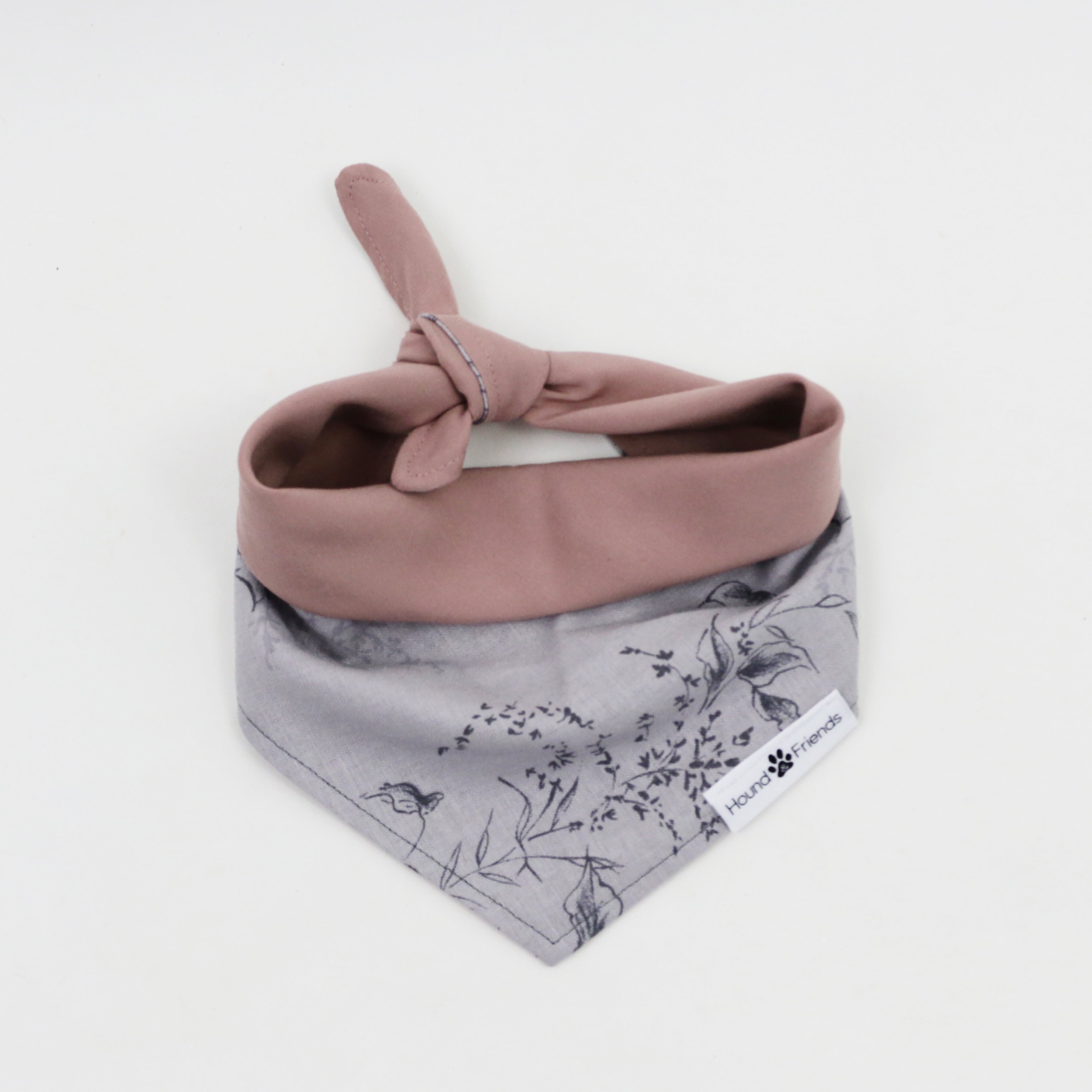 Teaka Pink and Purple Floral Reversible Dog Bandana matching with owner | Hound and Friends